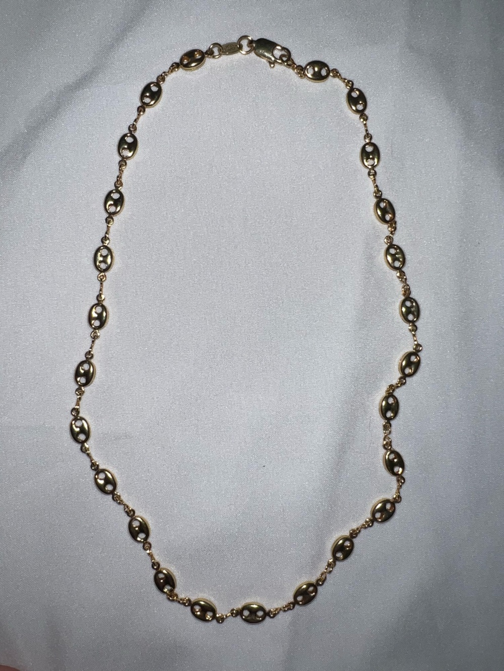 18K Shiny Gold Oval Link Necklace
